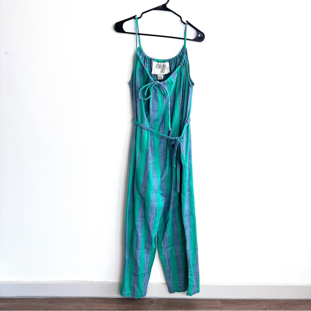 NWT Ace & Jig Small Jumpsuit Green Gray Stripe Organic Cotton Coastal Beach